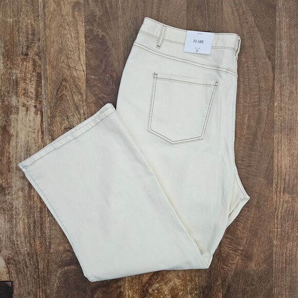 Future Collective x Gabriella Karefa-Johnson Jeans Womens 20 Cream Flare NWT - Picture 1 of 9